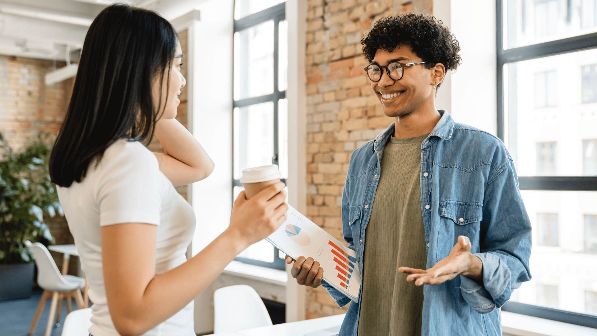 man asking woman something 