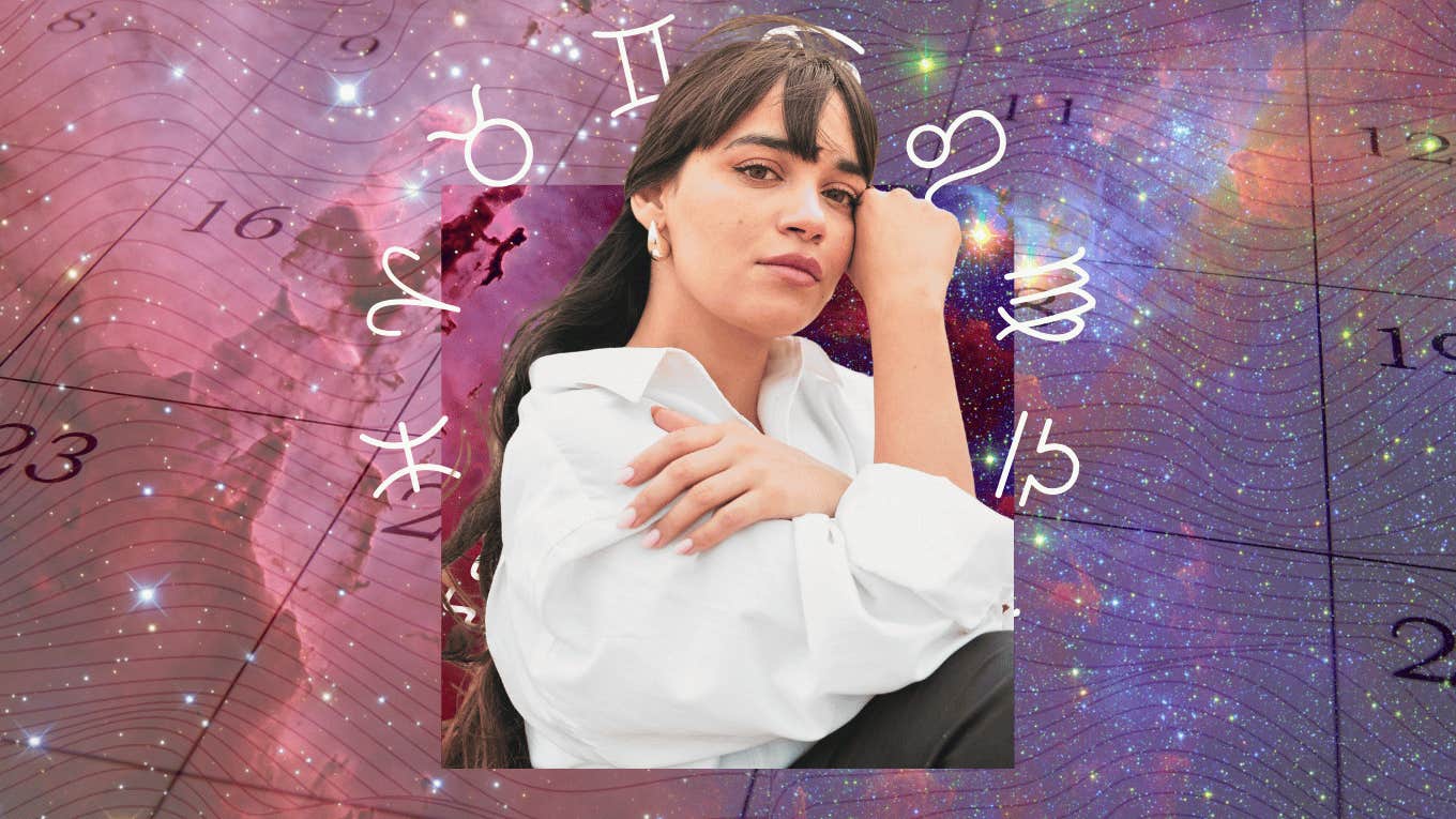 woman in galaxy with luckiest day of the month calendar zodiac signs november 2024