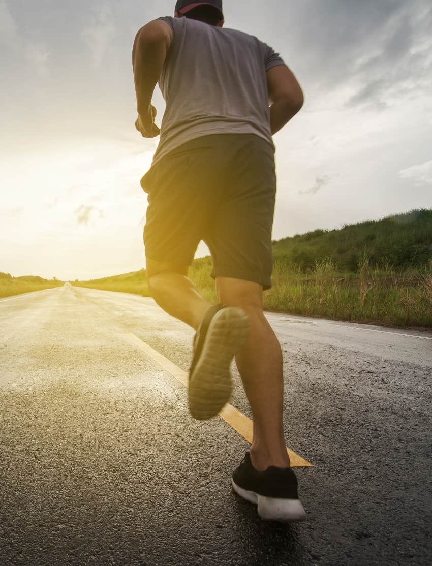 Man running on highway