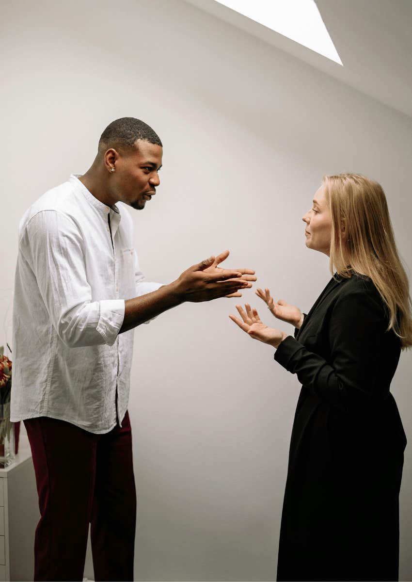 man and woman arguing