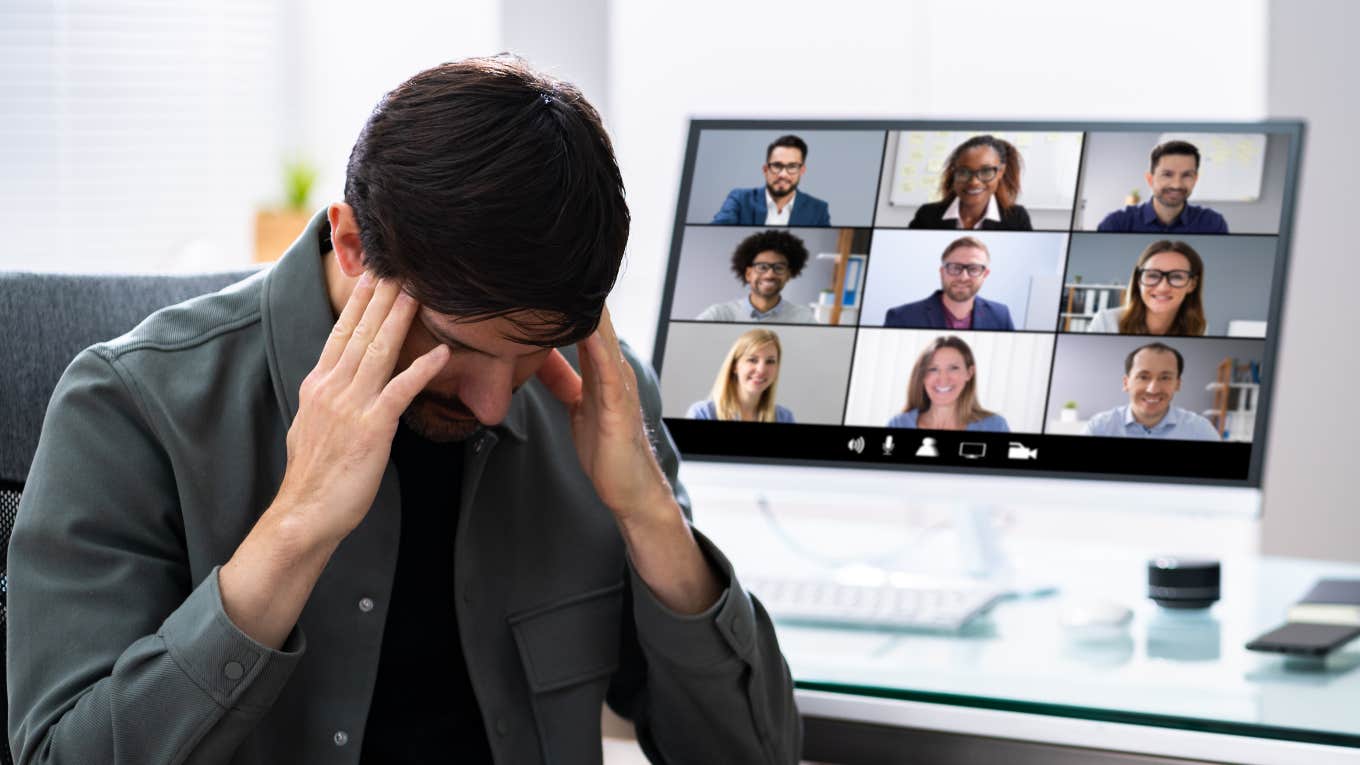 Annoyed worker in meeting