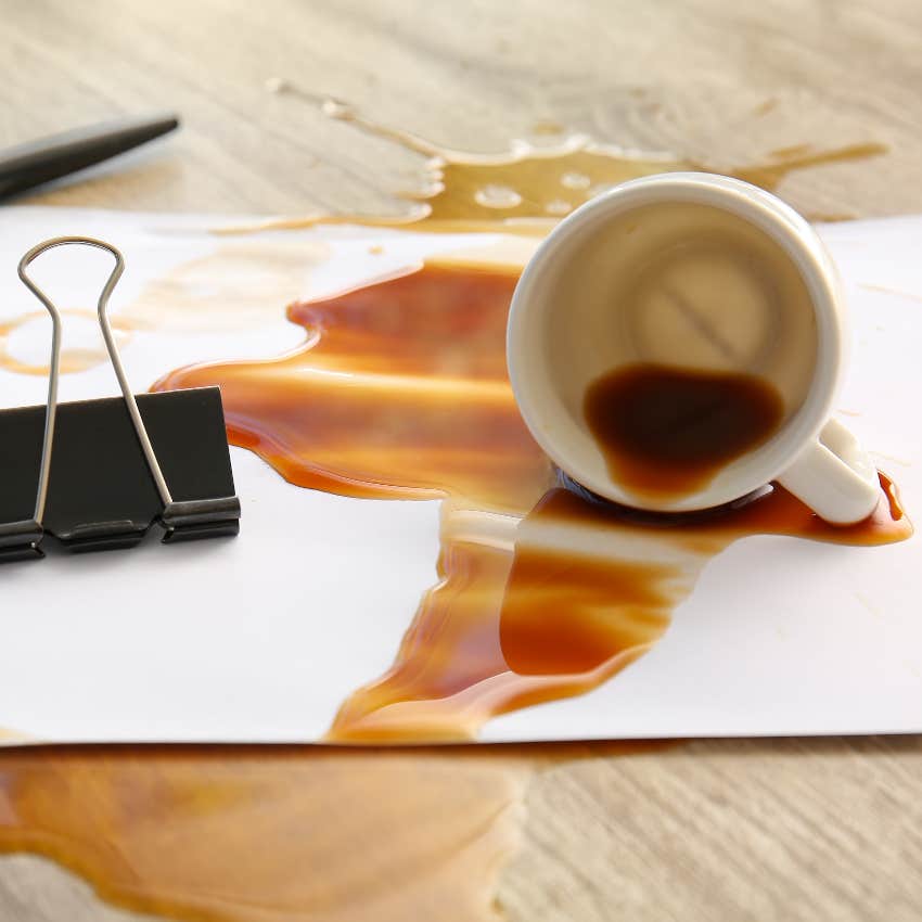 Rude co-worker spilled coffee and didn't clean up