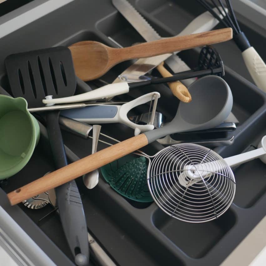 messy kitchen drawer 