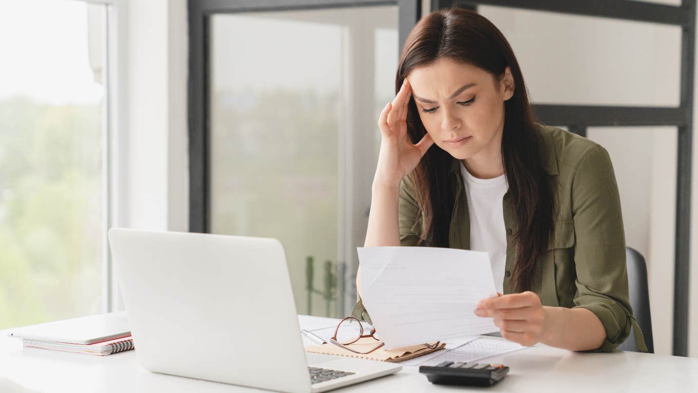 Millennial woman concerned about finances