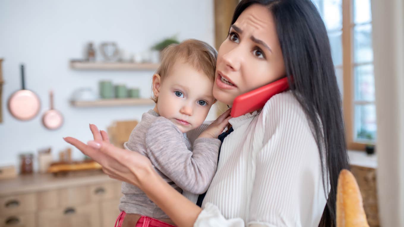 Mom holding baby