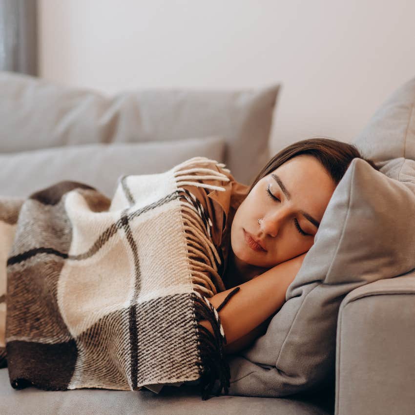 Woman sleeping on the couch