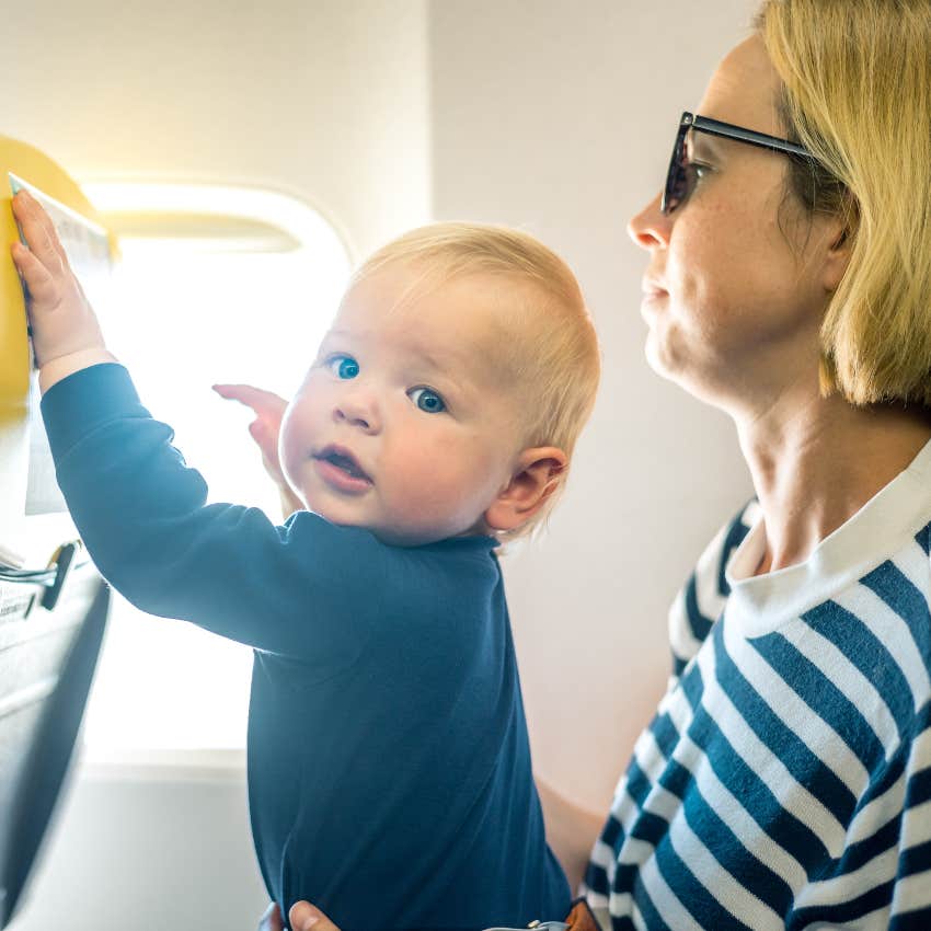 Mom and toddler on an a flight