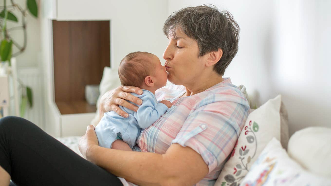 Grandma and newborn baby