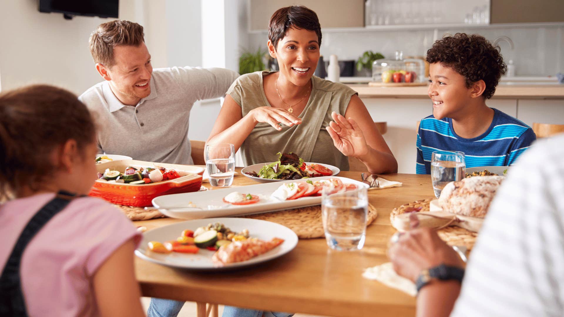 family eating dinner