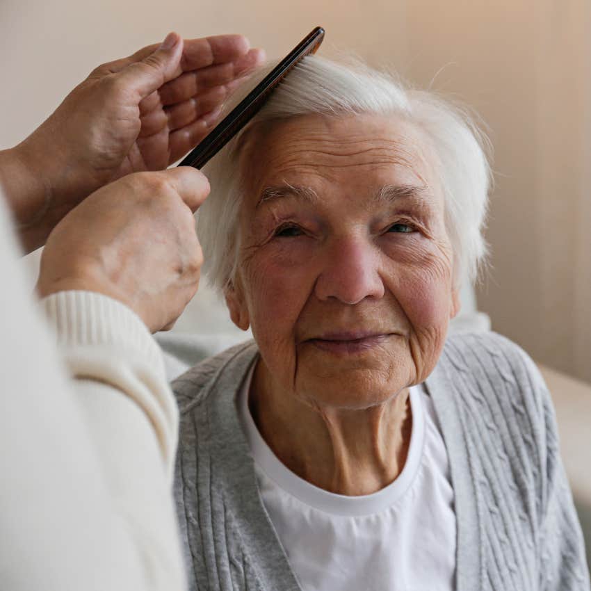 Older woman getting hair done