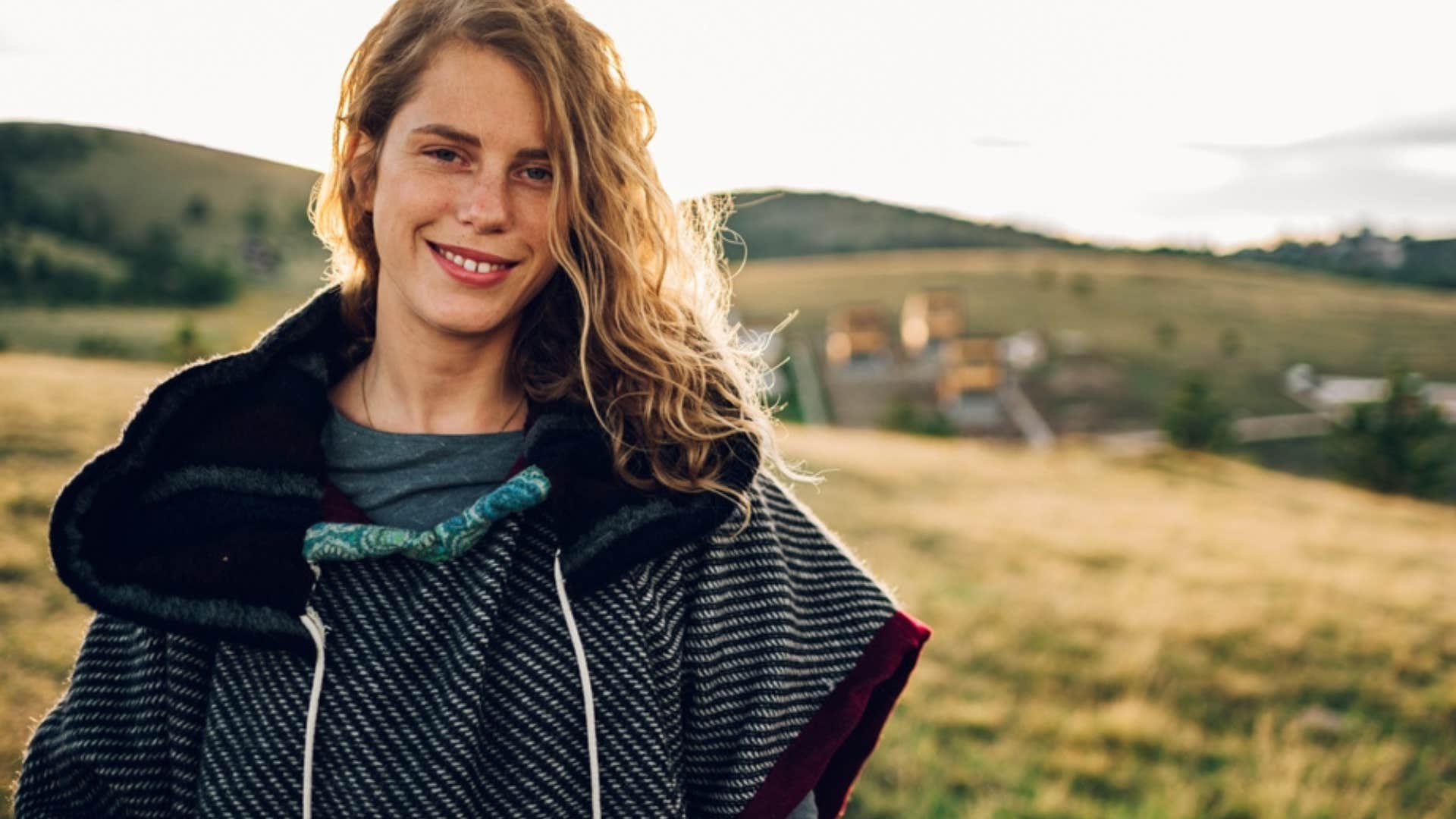 Woman smiling in nature. 