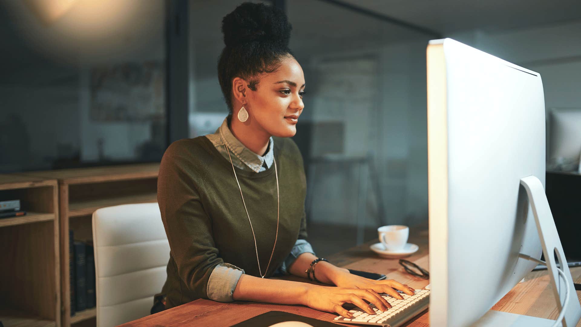 woman working on computer