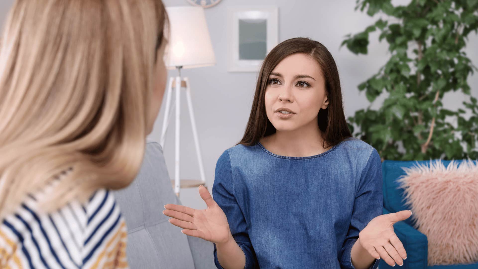 two women talking