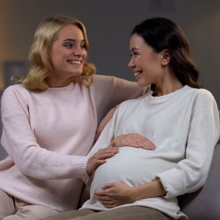 Pregnant woman and friend