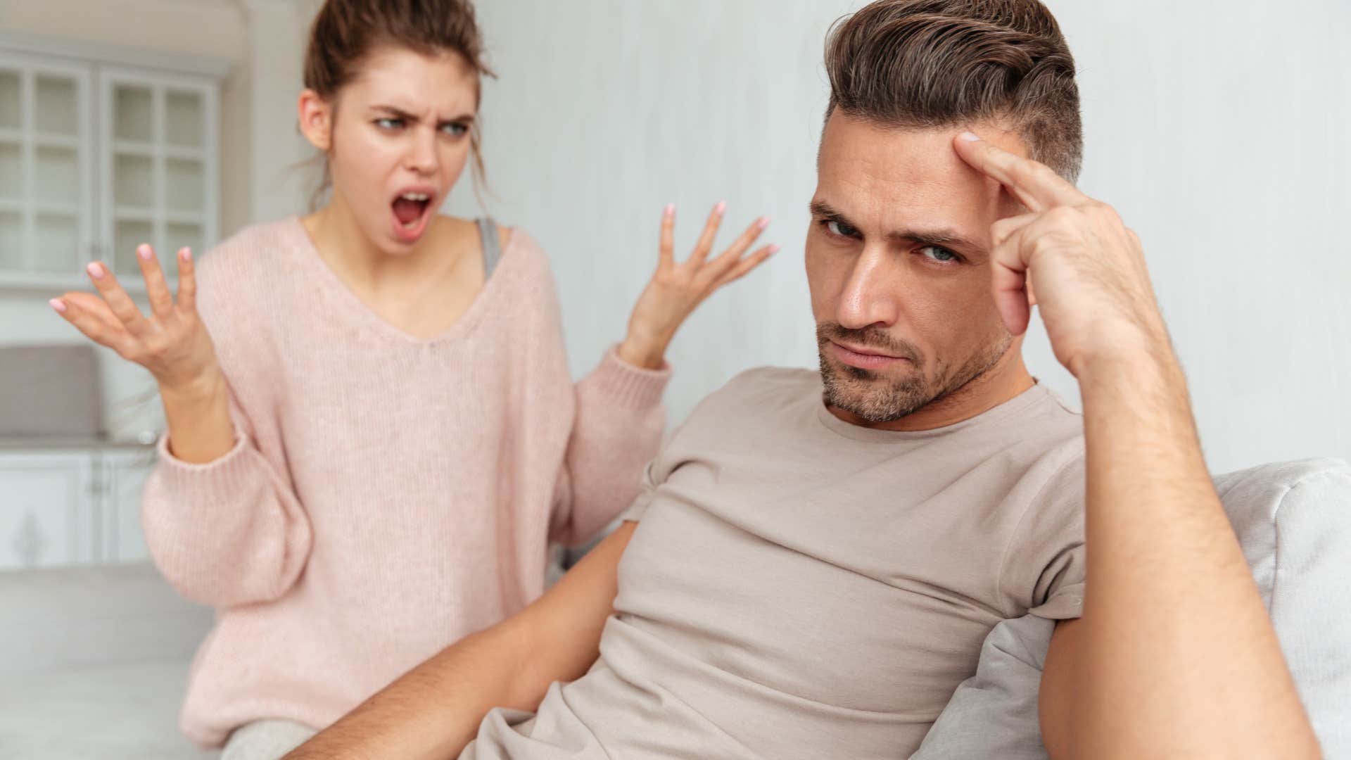 Man looking upset during an argument with his partner