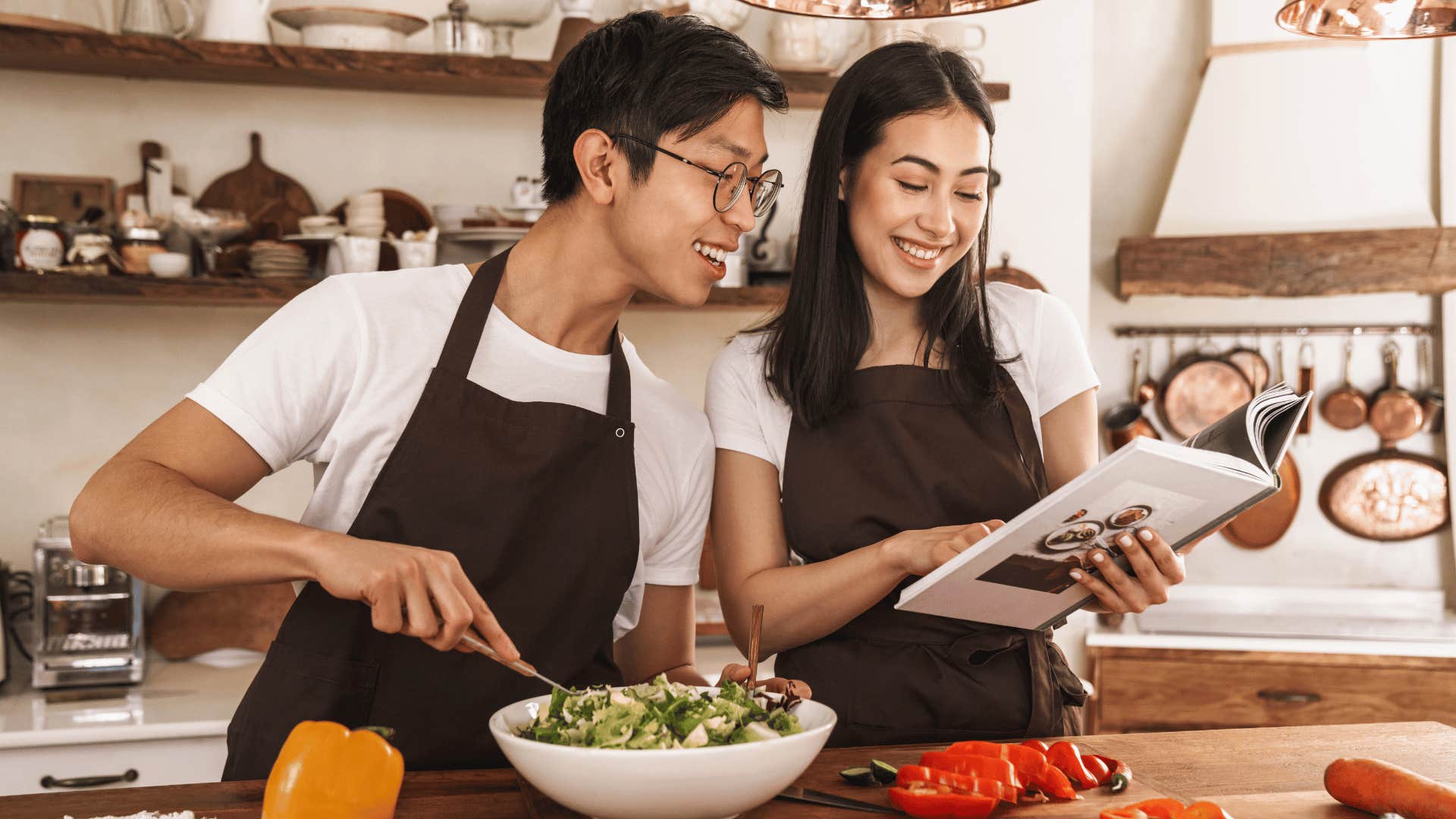 couple cooking together