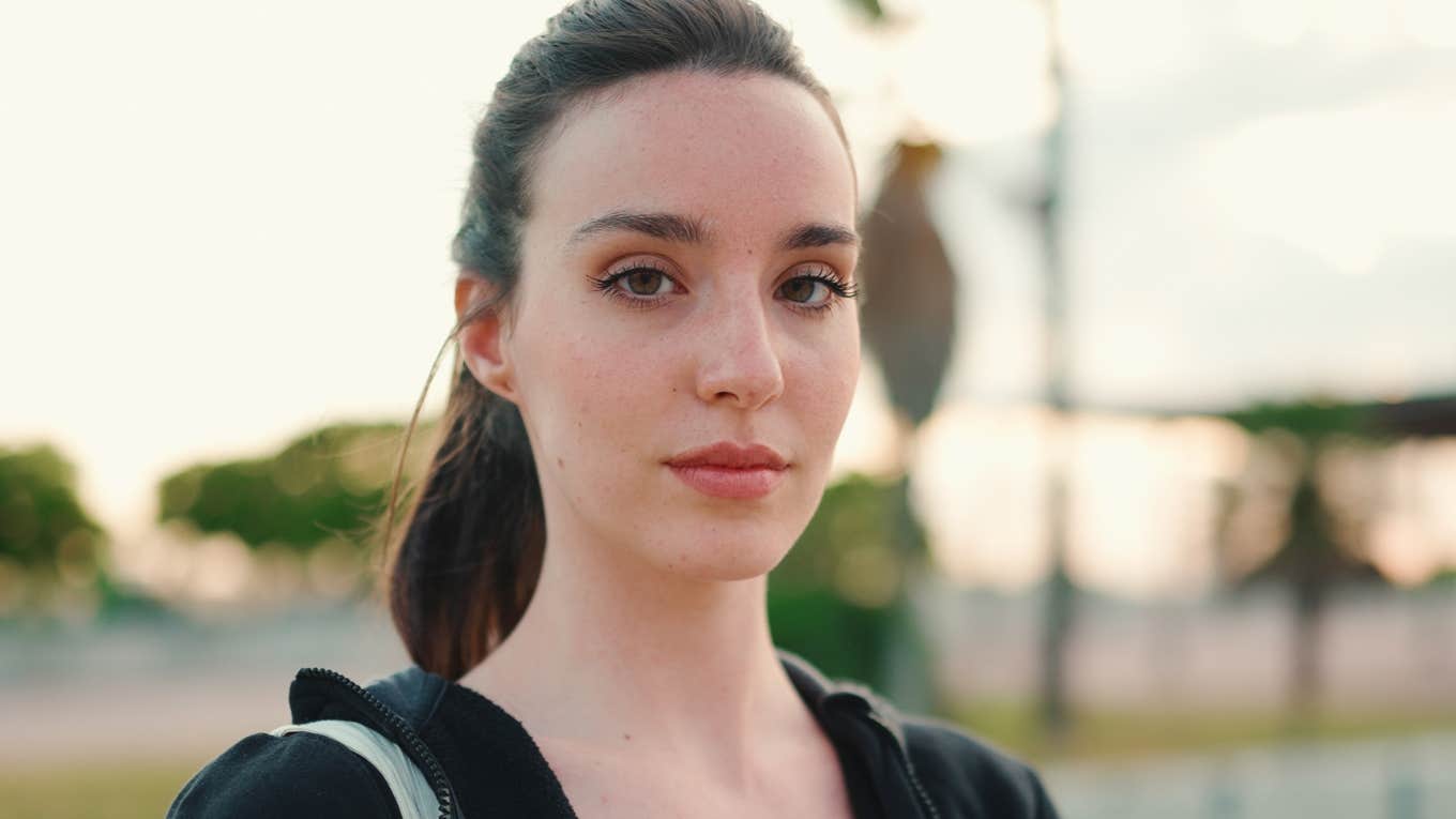 young woman with freckles