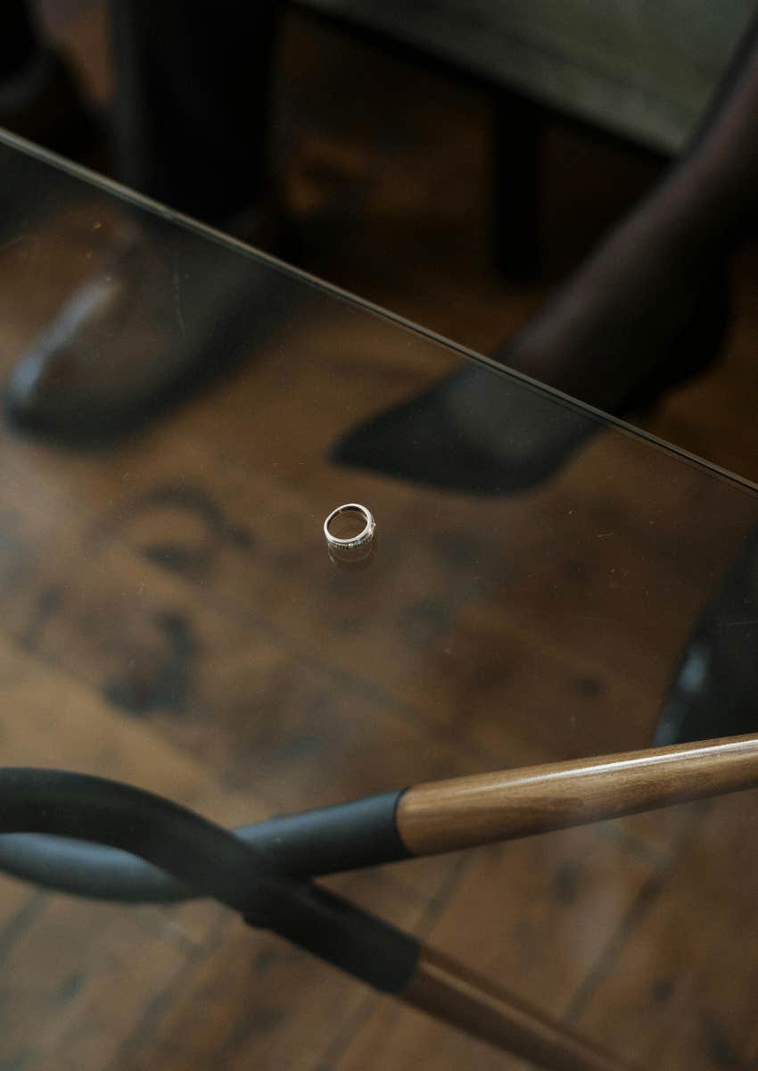 ring placed on glass table