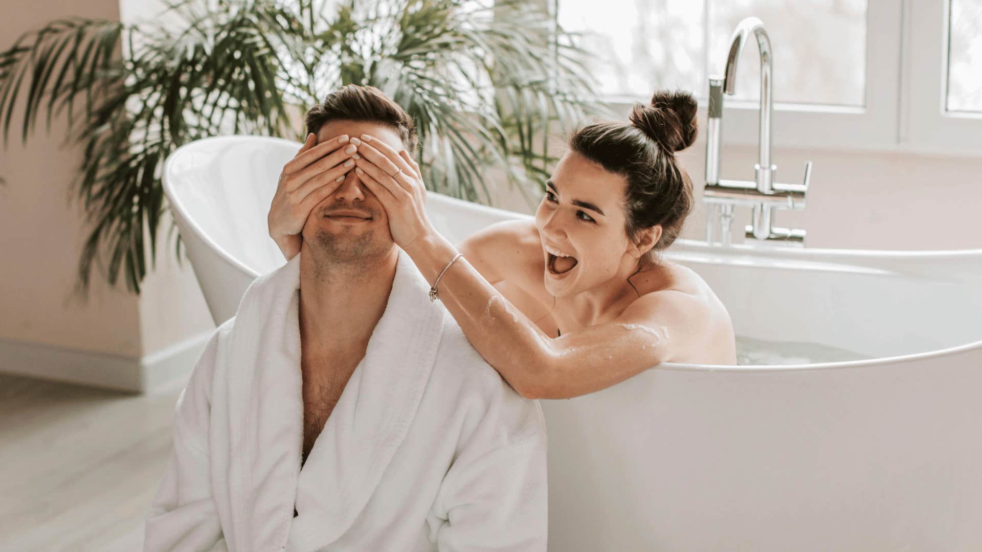 woman taking a bath