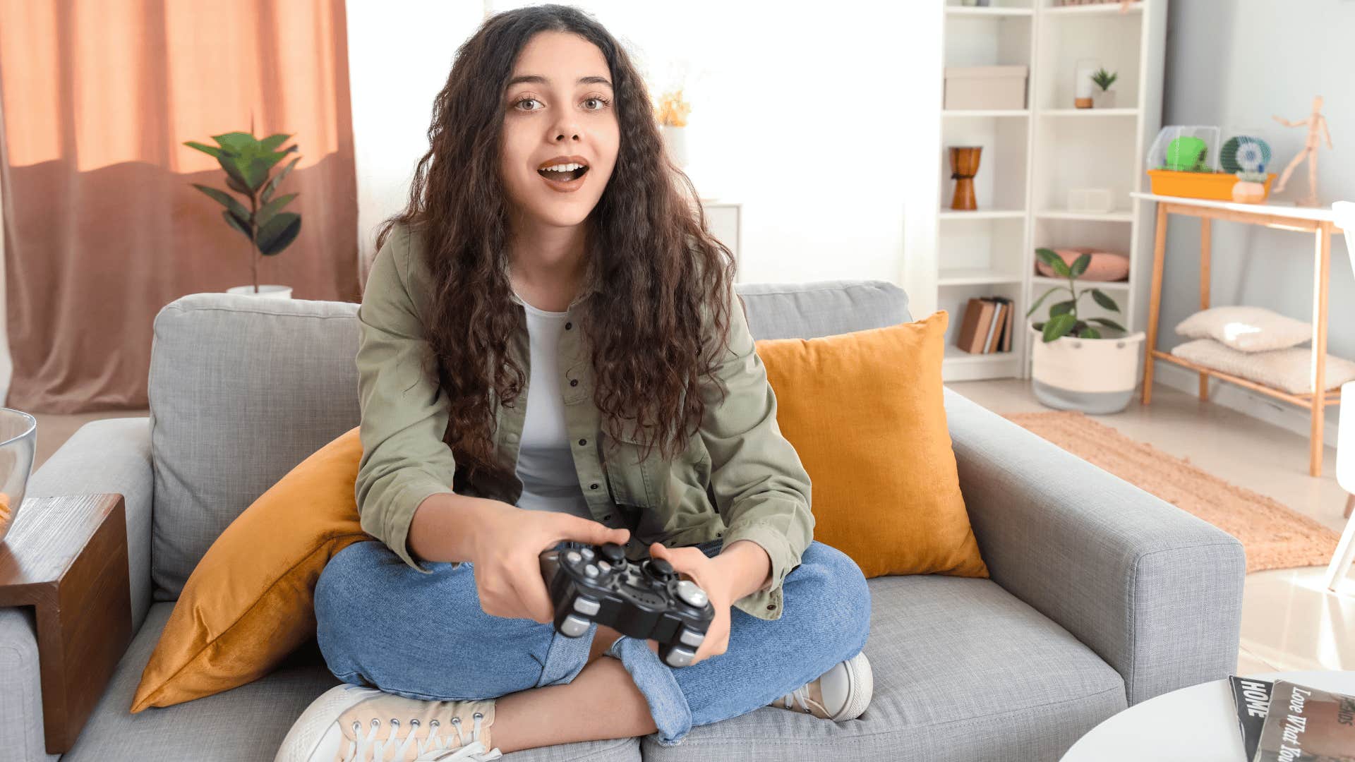 girl playing video games 