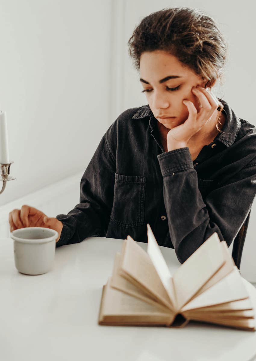 sad woman sitting alone