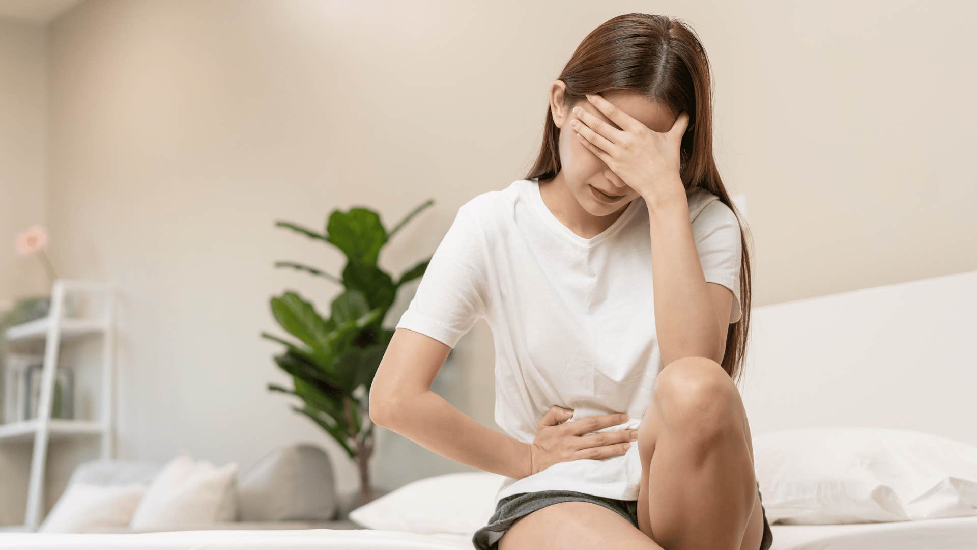 woman with stomach pain