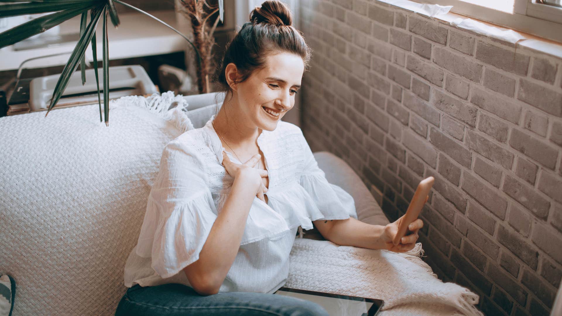 woman talking on phone with partner