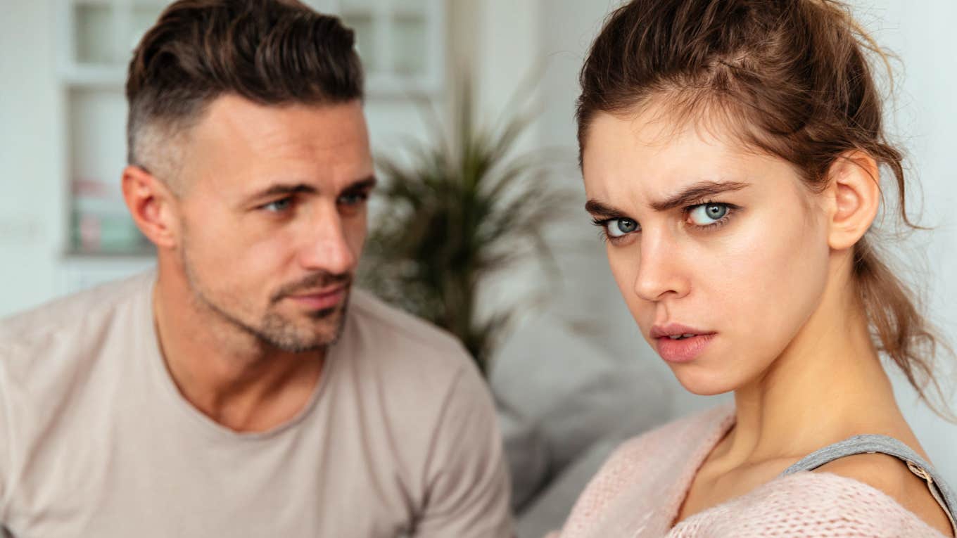 Narcissist trying to smooth talk woman out of her feelings.