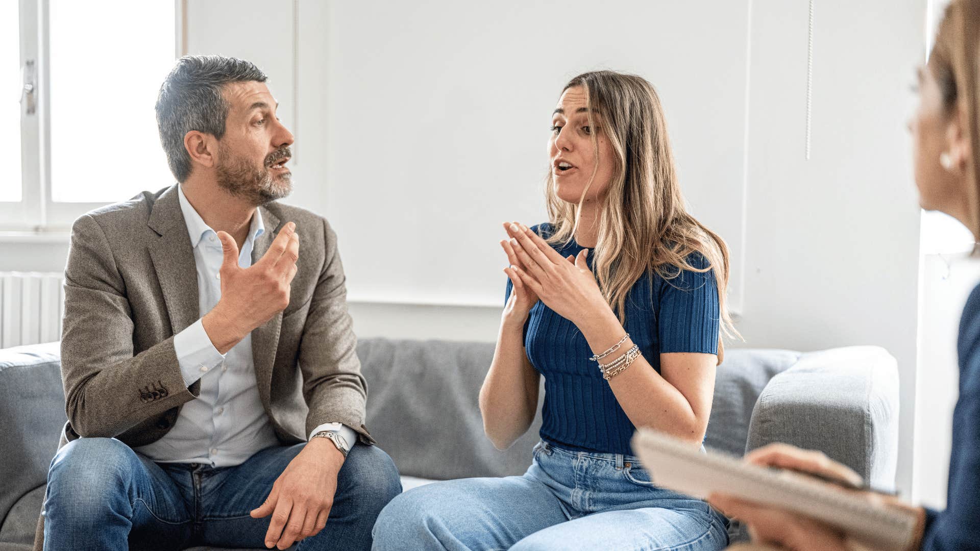 couple fighting in therapy