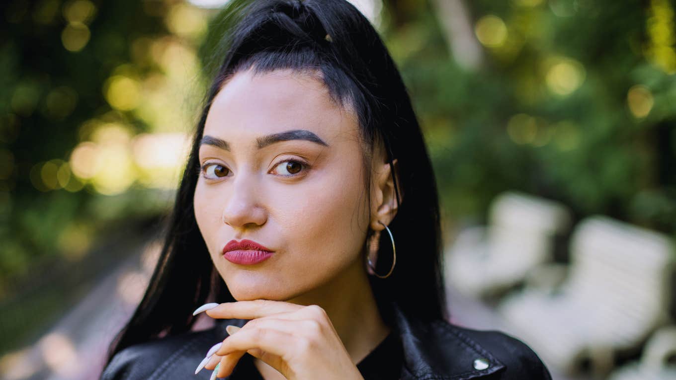 young woman in black outfit