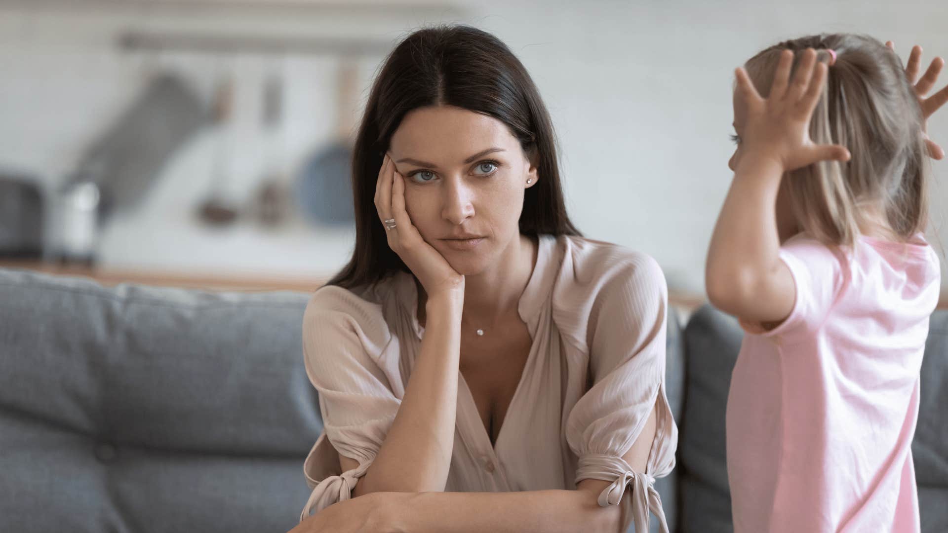 stressed out mom with daughter