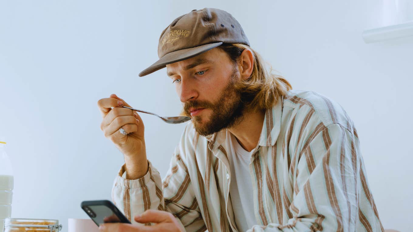 Man realizes while eating a snack that it could increase cancer risk.