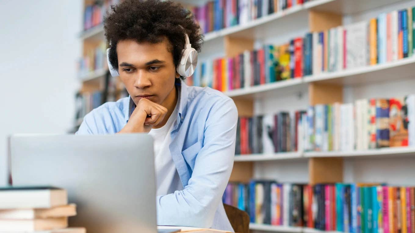 College student on laptop