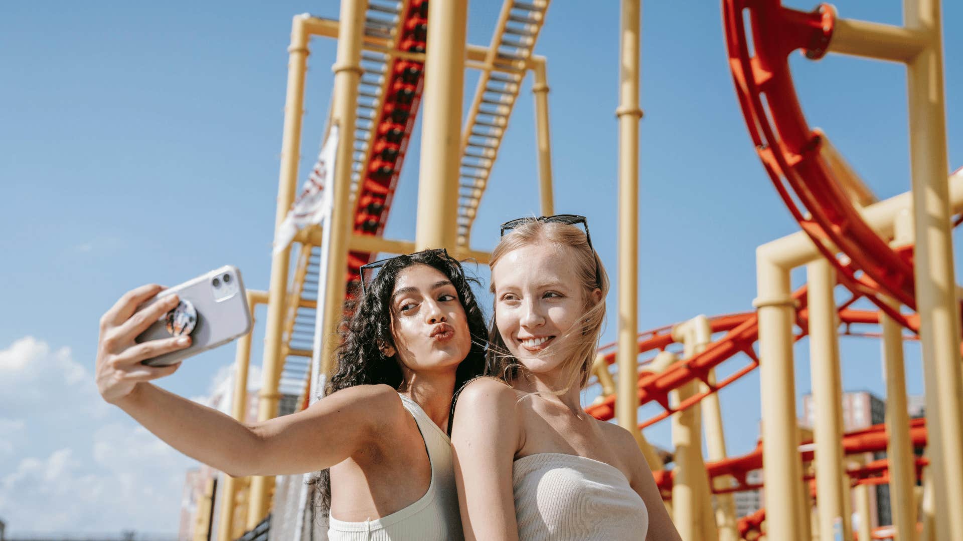 women taking selfie