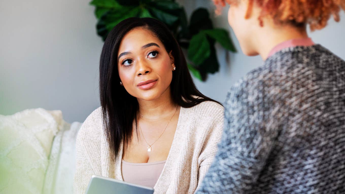 Empathetic person, listening intently.