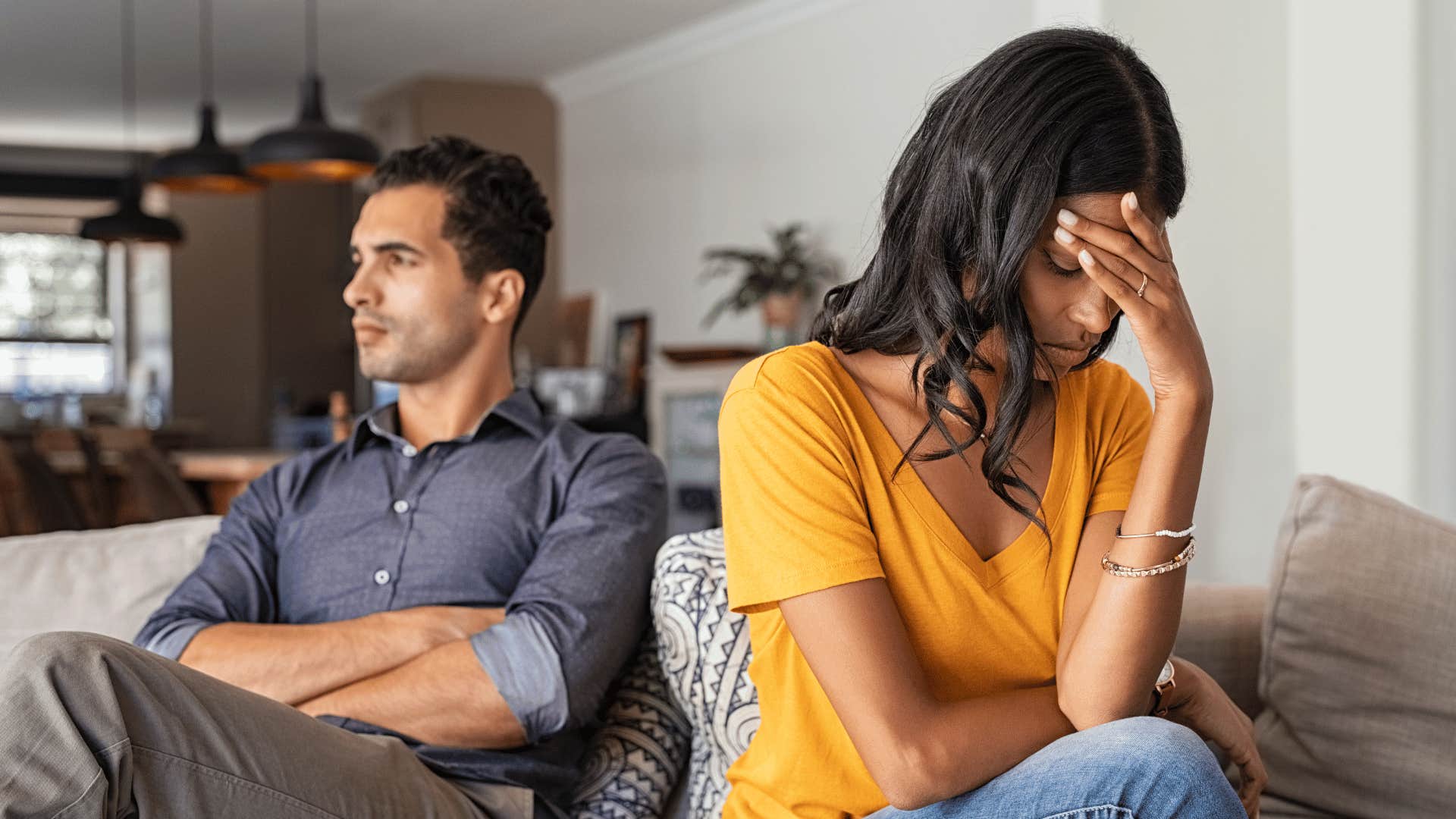 couple ignoring each other