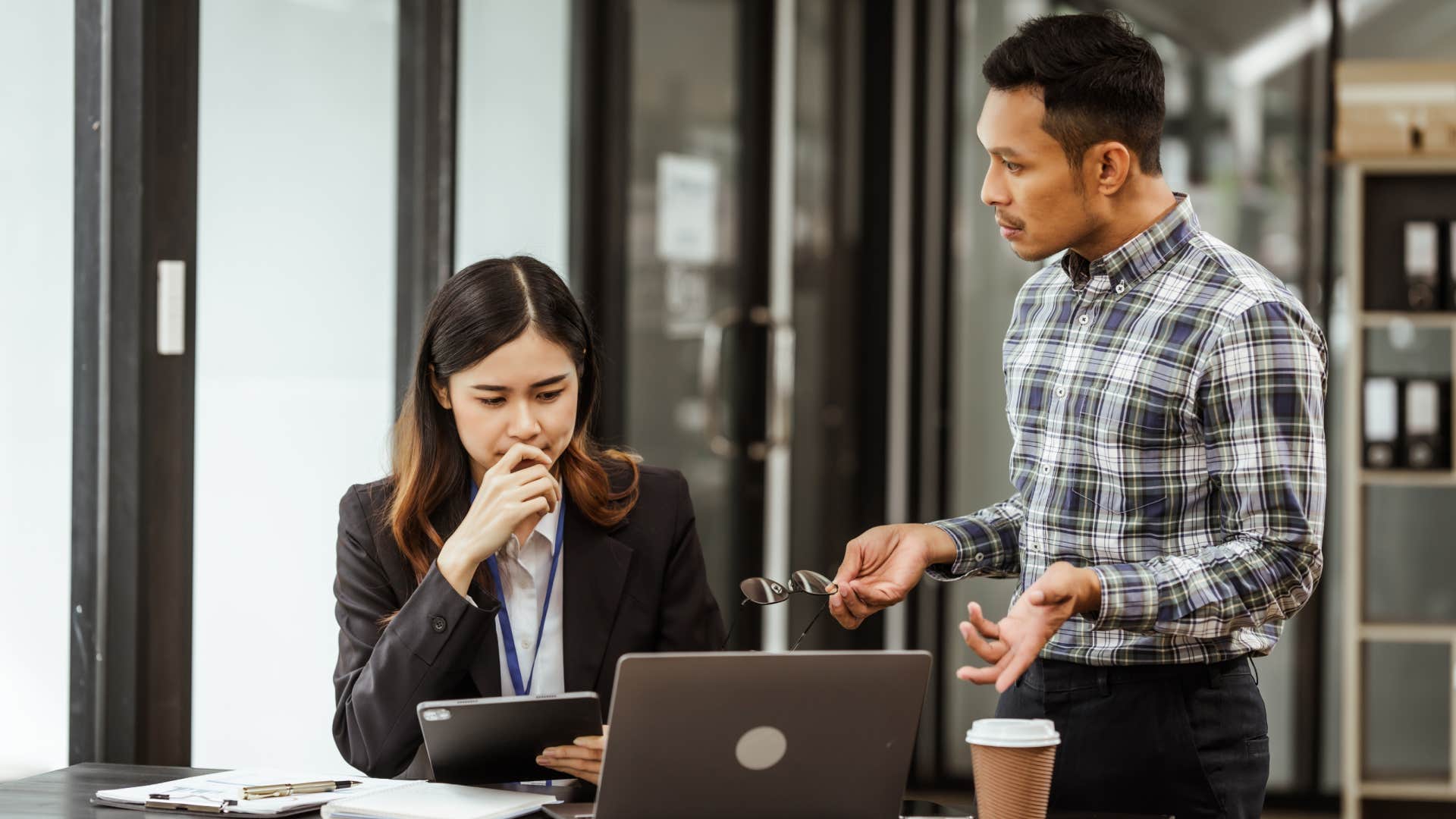 young woman not taking responsibility at work