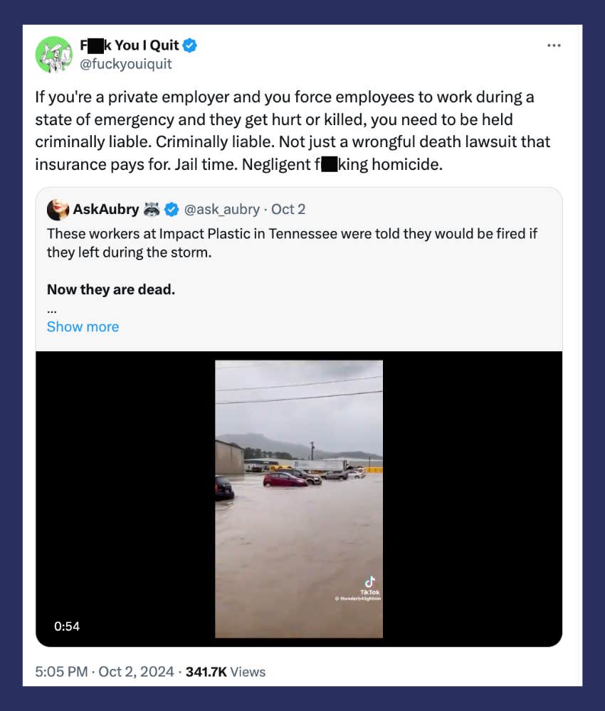 tweet about the Impact Plastics Hurricane Helene disaster