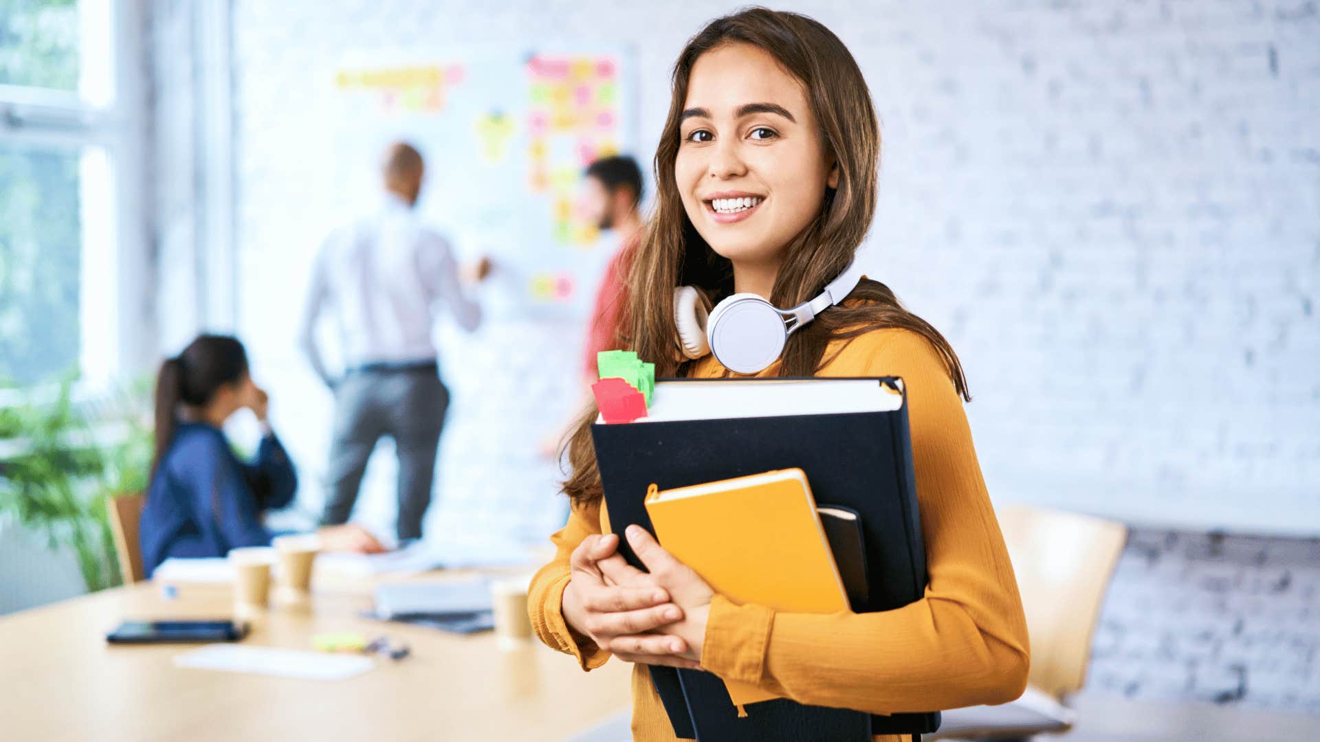 young female student in class without physical report cards