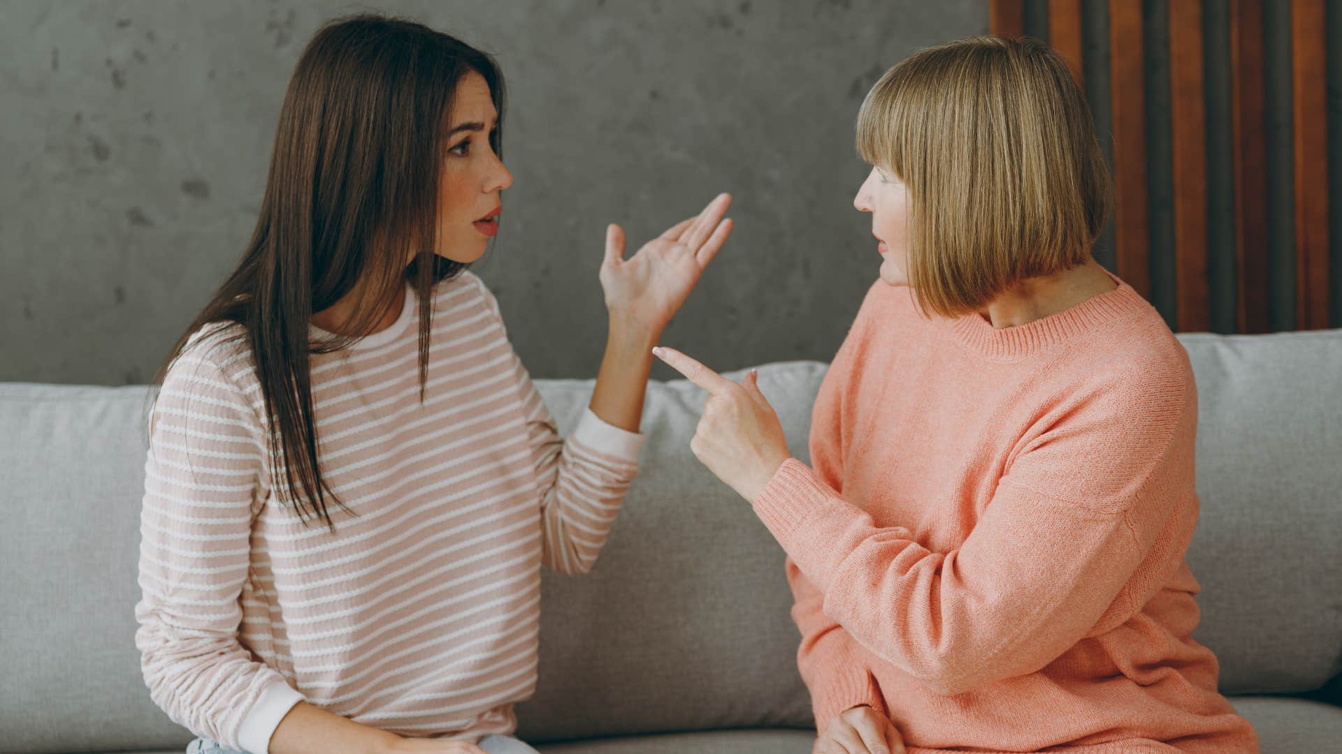 Mother arguing with her adult daughter.