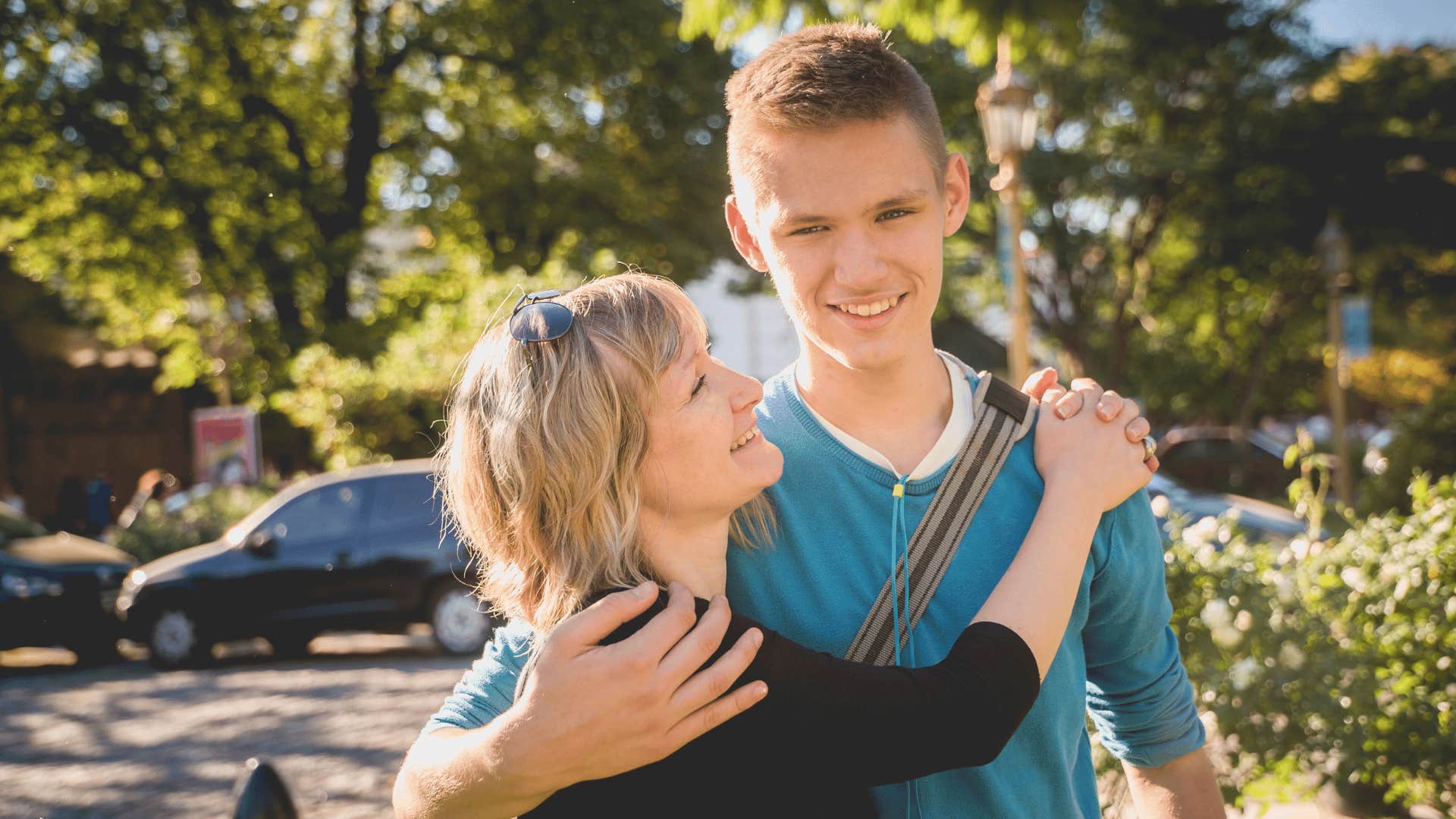 mom with teen son