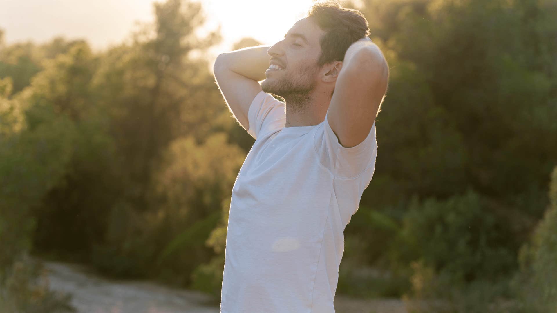 man relaxing outside