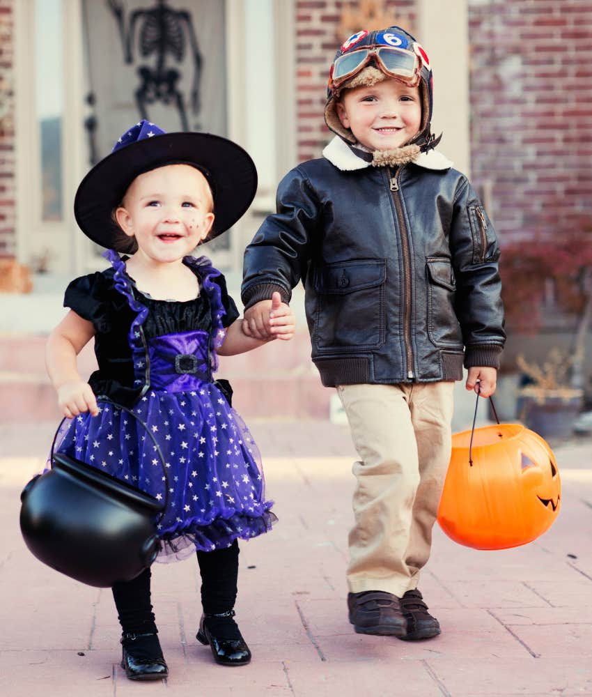 two young children dressed up for Halloween