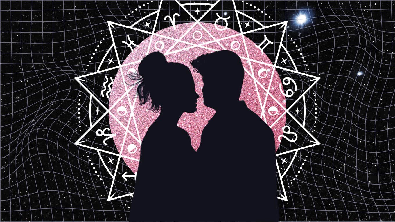 silhouette of couple in front of zodiac signs relationship tested november 4-10, 2024