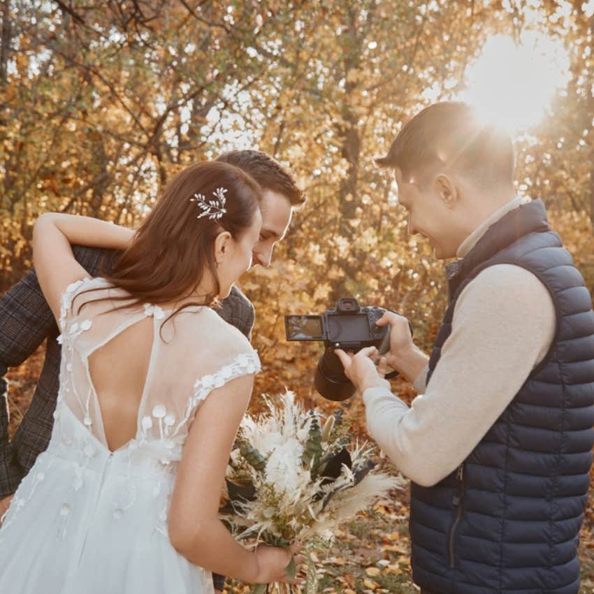 wedding photographer and newlyweds 