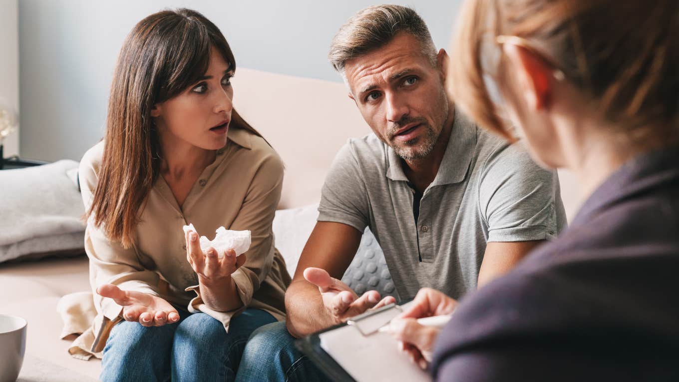 couple trying to make their marriage work in therapy