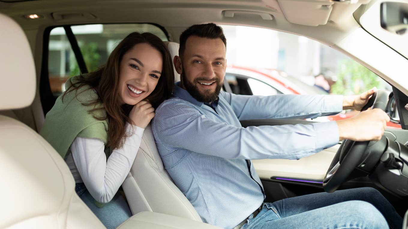 Husband and wife in car