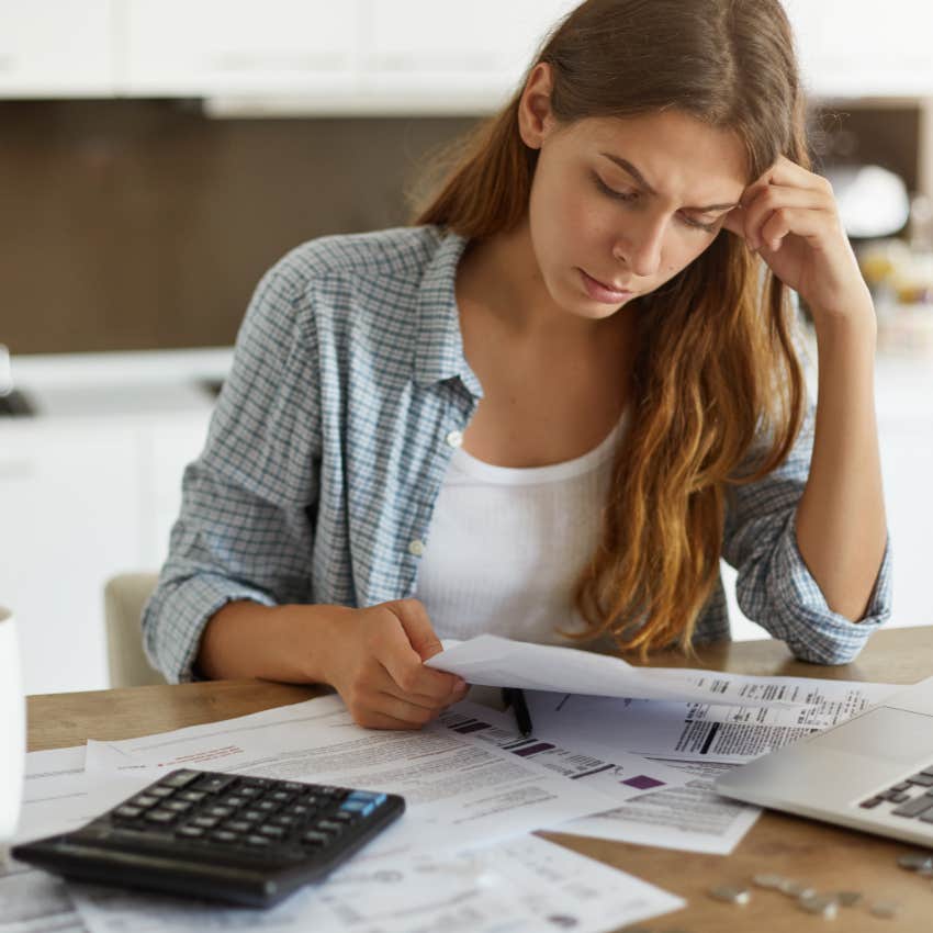 Millennial woman concerned about her finances