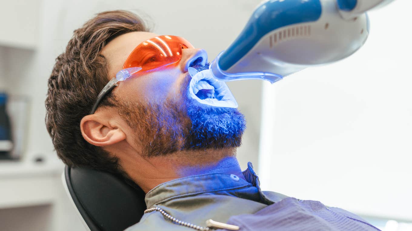 Man getting teeth whitened