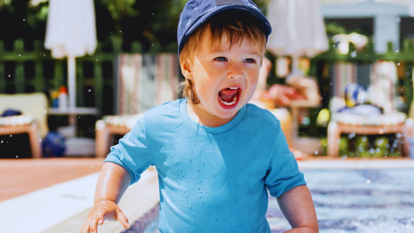 toddler at pool